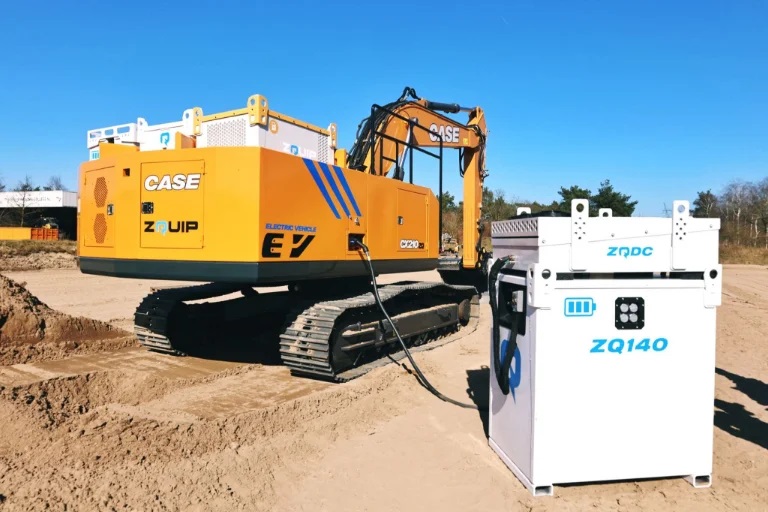 ZQUIP, part of Moog Construction, and CASE collaborated to demonstrate how traditional diesel-hydraulic machinery can become zero-emissions machines (image courtesy ZQUIP)